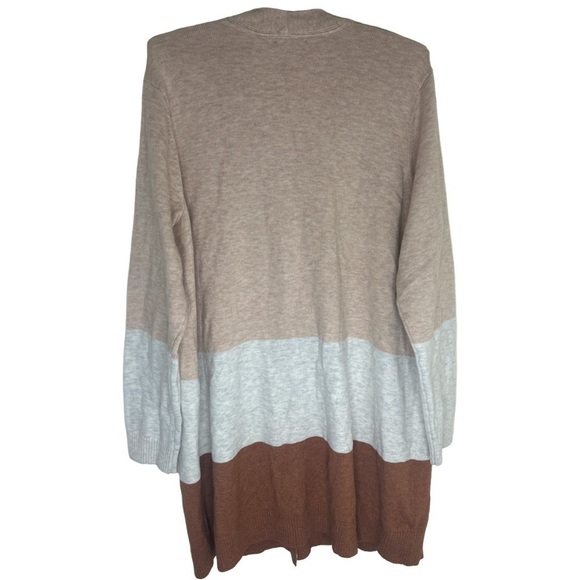 J. JILL Tan/Brown Color Block Long Button Front Cardigan Size Large - Picture 2 of 15